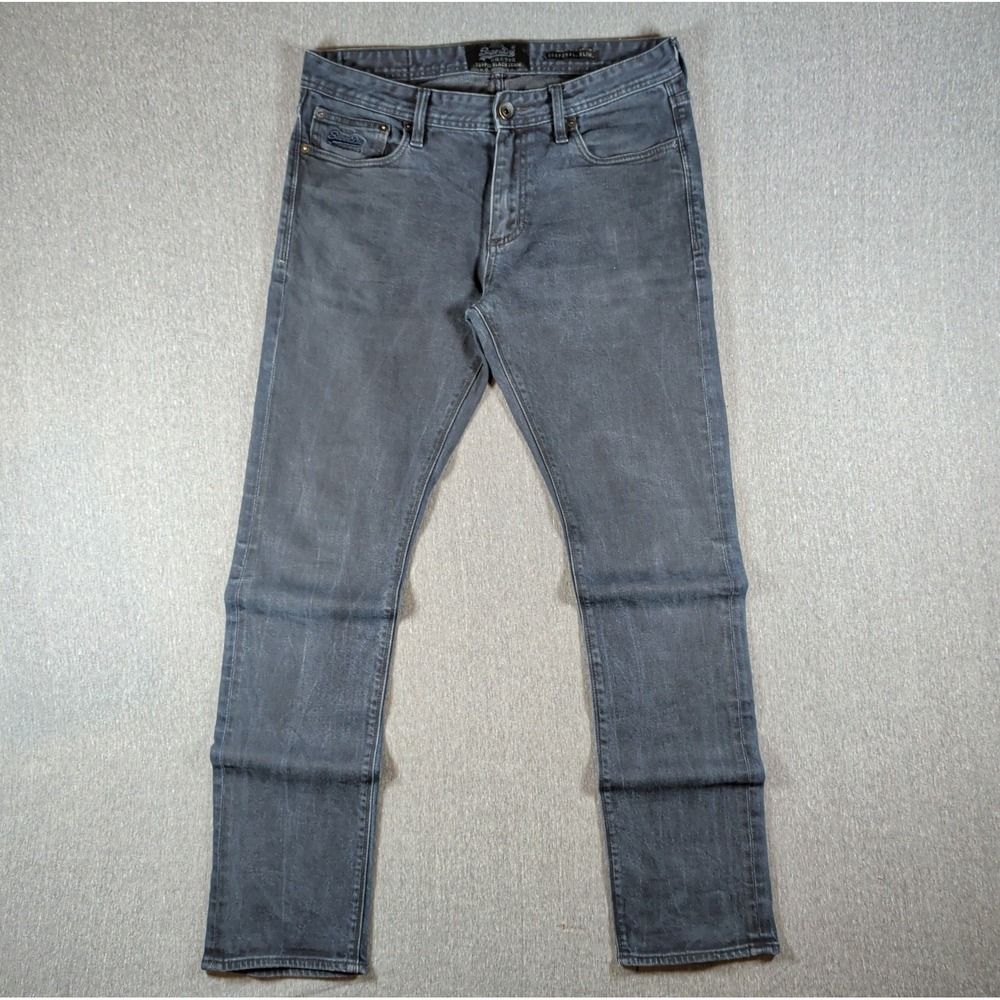 Mens SuperDry CORPORAL SLIM Stretch Slim Straight Jeans 34x32 Copper Black Denim